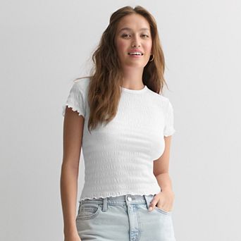 Juniors' SO® Pucker Knit Baby Tee