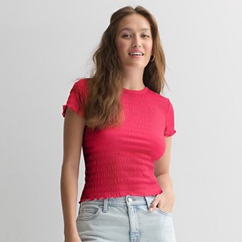 Juniors' SO® Pucker Knit Baby Tee