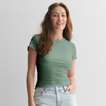 Juniors' SO® Pucker Knit Baby Tee