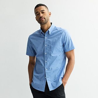 Men's Sonoma Goods For Life® Short Sleeve Perfect Length Button Down Shirt