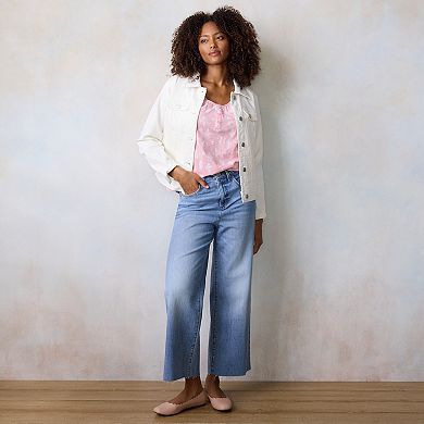 Petite LC Lauren Conrad Puff Sleeve Henley Tee