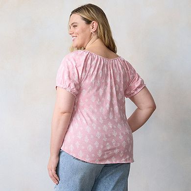 Plus Size LC Lauren Conrad Puff Sleeve Henley