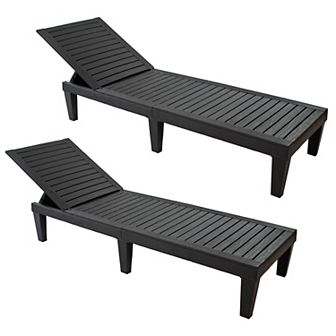 Sunnydaze 5-Position Adjustable Sun Lounger - Black