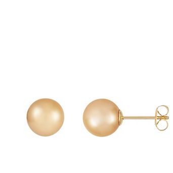 Splendid Pearls 14k Gold South Sea Cultured Golden Pearl Stud Earrings
