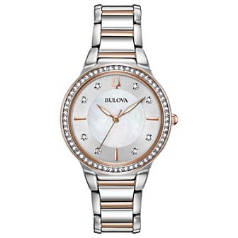 Bulova Women's Two-Tone Stainless Steel Crystal Mother-of-Pearl Dial Bracelet Watch - 98L258
