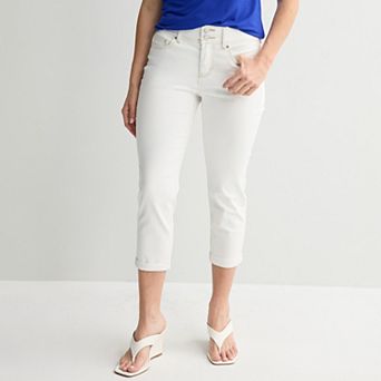 Women's Apt. 9® Tummy Control Floral Pocket Capri Denim Pants