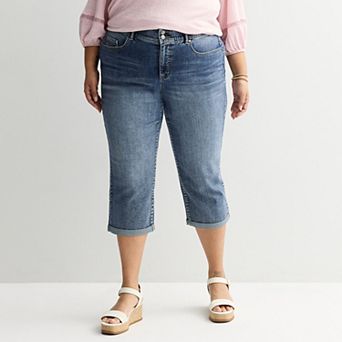Plus Size Apt. 9® Mid Rise Denim Capri Pants