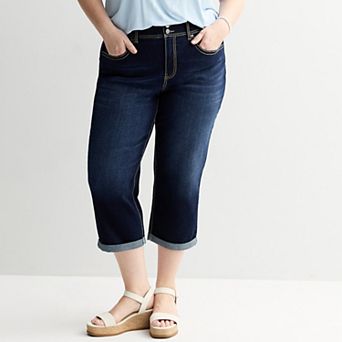 Plus Size Apt. 9® Mid Rise Dark Wash Denim Capri Pants