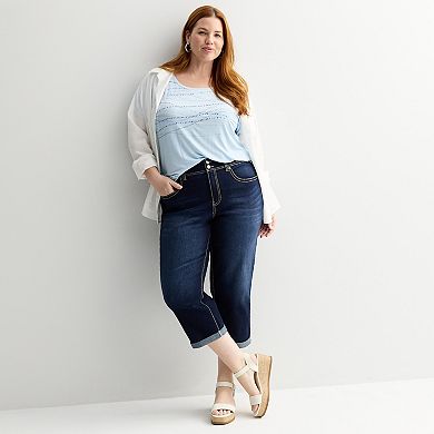 Plus Size Apt. 9® Mid Rise Dark Wash Denim Capri Pants