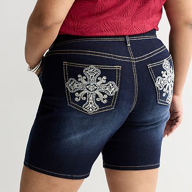 Plus Size Apt. 9® Tummy Control Dark Wash Bermuda Shorts