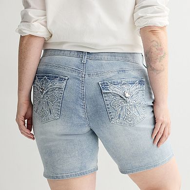 Plus Size Apt. 9® Tummy Control Light Wash Bermuda Shorts