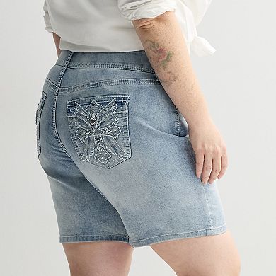 Plus Size Apt. 9® Tummy Control Light Wash Bermuda Shorts