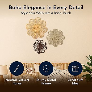 American Art Décor 3-pc. Floral Paper Rope Wall Decor Set