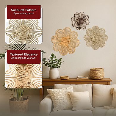 American Art Décor 3-pc. Floral Paper Rope Wall Decor Set