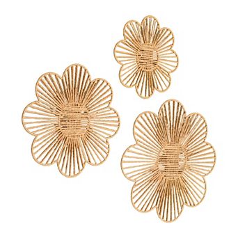 American Art Décor 3 pc Floral Paper Rope Wall Decor Boho Basket Style Set