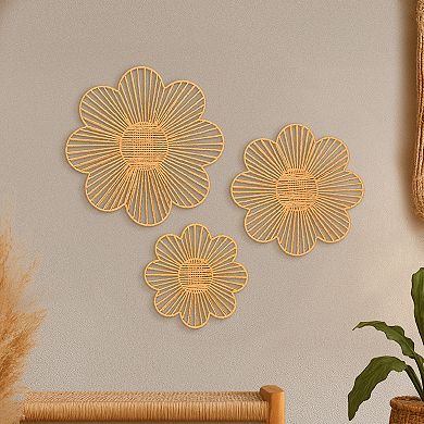 American Art Décor 3-pc. Floral Paper Rope Wall Decor Boho Basket Style Set