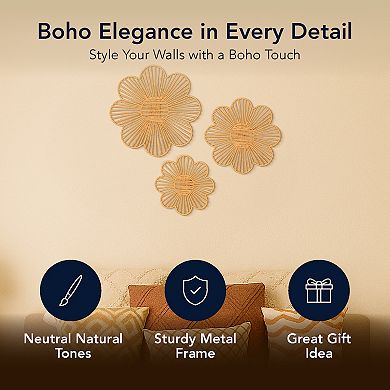 American Art Décor 3-pc. Floral Paper Rope Wall Decor Boho Basket Style Set