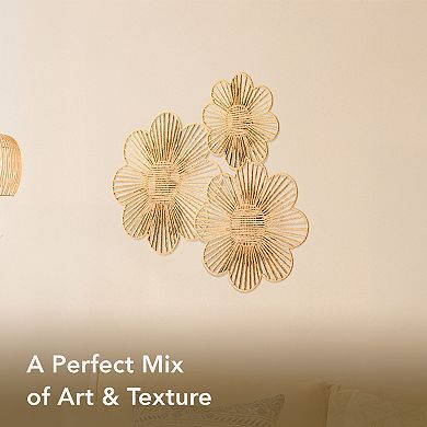 American Art Décor 3-pc. Floral Paper Rope Wall Decor Boho Basket Style Set