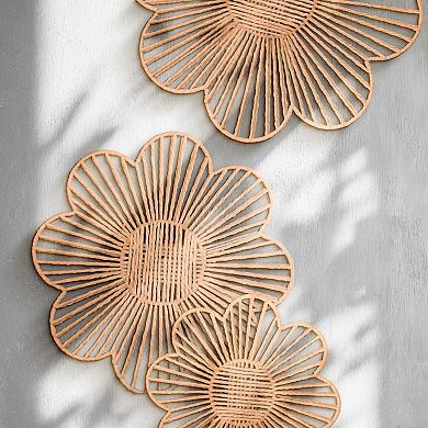 American Art Décor 3-pc. Floral Paper Rope Wall Decor Boho Basket Style Set