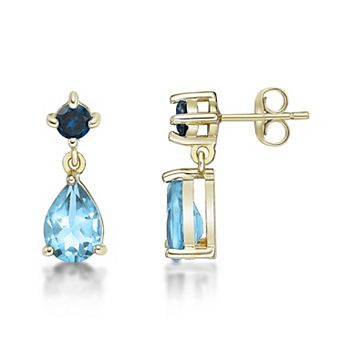 Gemminded 18k Gold Over Silver Topaz Drop Earrings