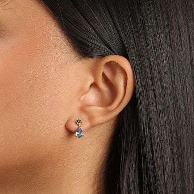 Gemminded 18k Gold Over Silver Topaz Drop Earrings