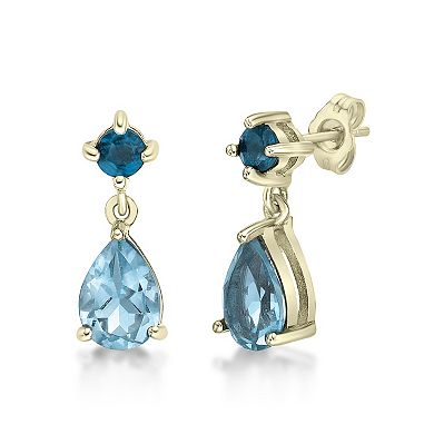 Gemminded 18k Gold Over Silver Topaz Drop Earrings
