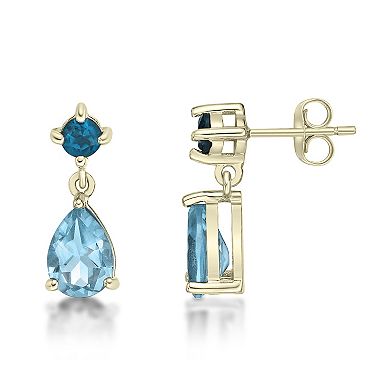 Gemminded 18k Gold Over Silver Topaz Drop Earrings