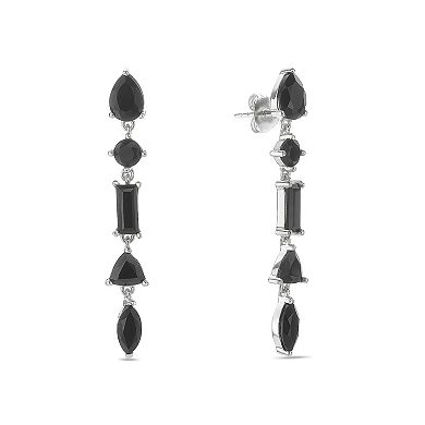 Gemminded Sterling Silver Black Onyx Mixed Shapes Drop Earrings