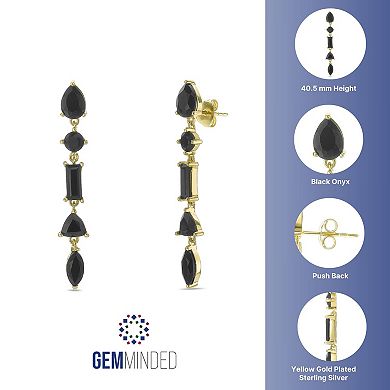 Gemminded Sterling Silver Black Onyx Mixed Shapes Drop Earrings