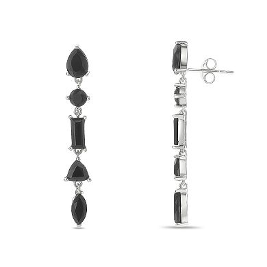 Gemminded Sterling Silver Black Onyx Mixed Shapes Drop Earrings