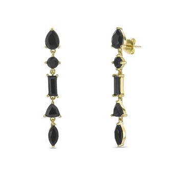 Gemminded Sterling Silver Black Onyx Mixed Shapes Drop Earrings