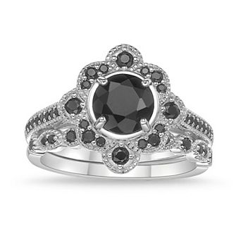Gemminded Sterling Silver Onyx & Black Spinel Ring Set