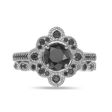 Gemminded Sterling Silver Onyx & Black Spinel Ring Set