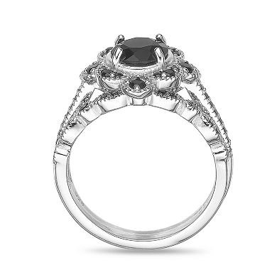 Gemminded Sterling Silver Onyx & Black Spinel Ring Set