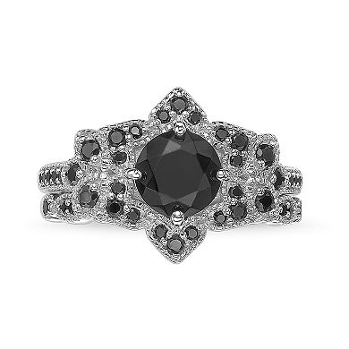 Gemminded Sterling Silver Onyx & Black Spinel Pointed Ring Set
