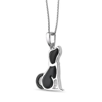 Gemminded Sterling Silver Onyx Dog Pendant Necklace