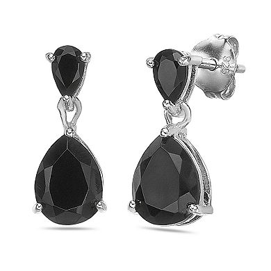 Gemminded Sterling Silver Black Onyx Drop Earrings