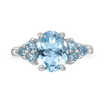 Gemminded Rhodium Over Sterling Silver Blue Topaz Ring