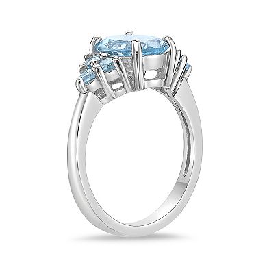 Gemminded Rhodium Over Sterling Silver Blue Topaz Ring