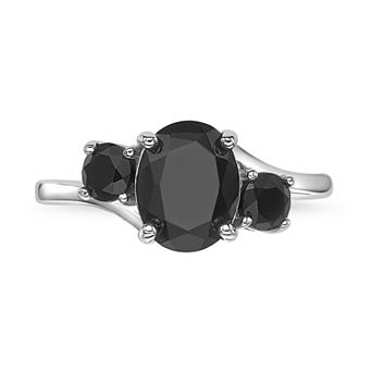 Gemminded Sterling Silver Onyx 3-Stone Ring