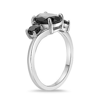 Gemminded Sterling Silver Onyx 3-Stone Ring