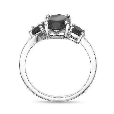 Gemminded Sterling Silver Onyx 3-Stone Ring