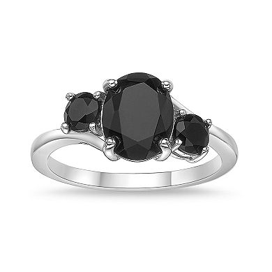 Gemminded Sterling Silver Onyx 3-Stone Ring