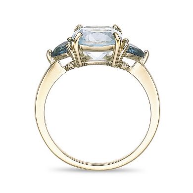 Gemminded 18k Gold Over Silver Blue Topaz Ring