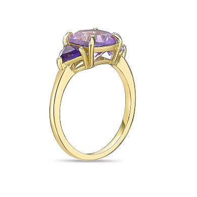 Gemminded 18k Gold Over Silver Amethyst Ring