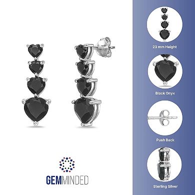 Gemminded Sterling Silver Black Onyx Drop Earrings