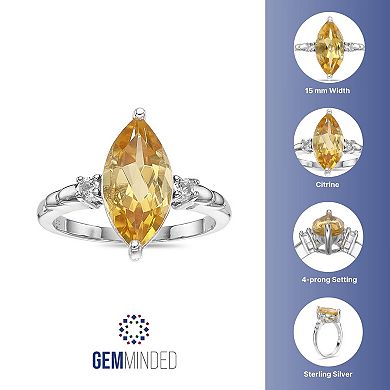 Gemminded Sterling Silver Citrine & White Topaz Ring