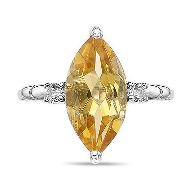 Gemminded Sterling Silver Citrine & White Topaz Ring