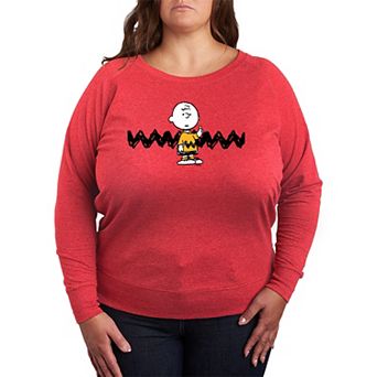 Plus Size Peanuts Charlie Brown Zigzag French Terry Long Sleeve Tee