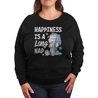 Plus Size Peanuts Happiness Is A Long Nap French Terry Long Sleeve Tee